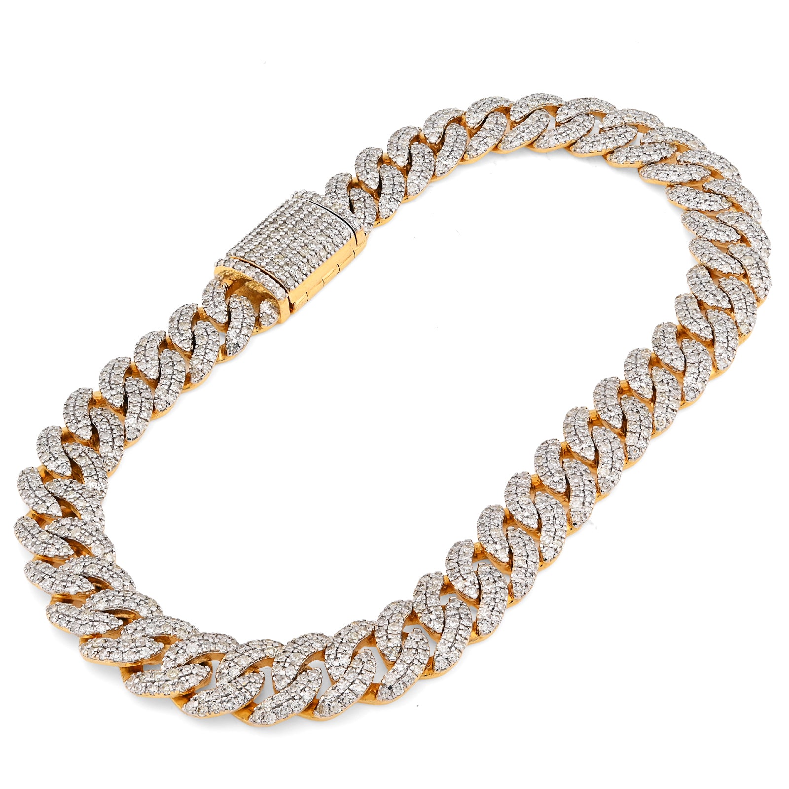 Gold and diamond bracelet on a white background