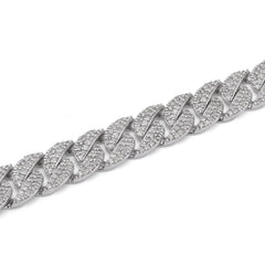 8MM 10k White Gold 4.07CTW Natural Diamond Cuban Mens Bracelet 8" 16.43gm