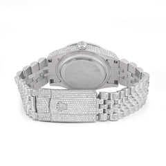 36MM Rolex All White Bussdown Roman Dial Diamond Bezel Jubilee Band ICED OUT Watch