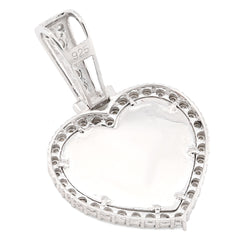 Womens 925 Silver 5.1g 0.3CTW Natural Diamond Heart Shaped Picture Pendant Charm