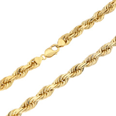 Solid Real 8MM 14k Yellow Gold Rope Chain 26 Inches 182 grams Necklace For Mens