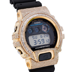 Mens Casio G-Shock DW6900 4.55CTW Natural Diamond Yellow Baguette Bezel Watch