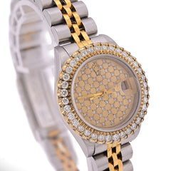 Rolex 26MM Dateiust Champagne Dial Diamond Bezel 1.5CT 2-Tone Jubilee Band Womens Watch