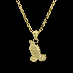 Pure 10k Yellow Gold Religious Praying Hands Pendant 1.1g Unisex Charm