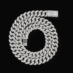 12MM 10k White Gold 143.6 grams 17-7/8CTW Diamond Cuban Chain 22 Inch Necklace