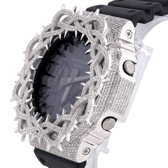 Mens Casio G-Shock GA2100 5.4CTW Natural Diamond Thorns Pattern ICED Bezel All Black Watch