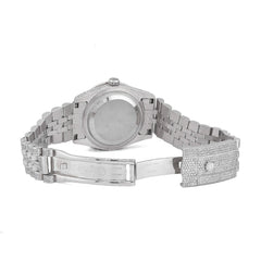 36MM Rolex All White Bussdown Roman Dial Diamond Bezel Jubilee Band ICED OUT Watch