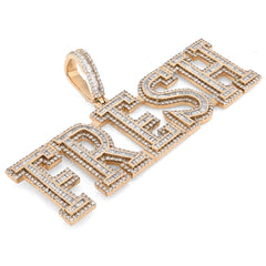 10k Yellow Gold "FRESH" Pendant 4.75CTW Natural Round/Baguette Diamond Mens Charm 26.45gm