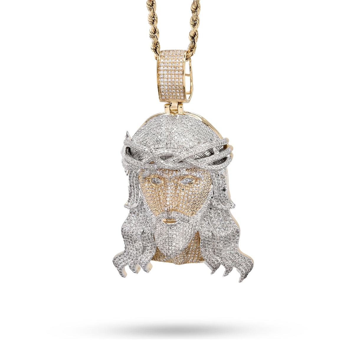 10k Yellow Gold 3.75CTW Natural Diamond ICED OUT Jesus Head Pendant 24.2g Charm