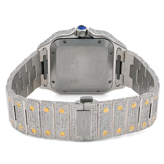 Cartier Santos Two Tone 40MM 13CTW Natural Diamond Bussdown Yellow Bezel Watch