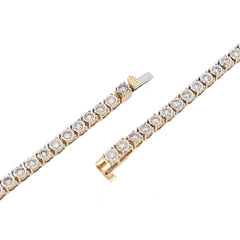 3MM 10k Yellow Gold 9.50CTW Natural Diamond 24gm Illusion Tennis Chain Necklace