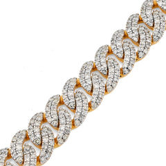 8MM 10k Yellow Gold 25.8gms 4.6CTW Natural Diamond Cuban Mens Bracelet 8 Inches