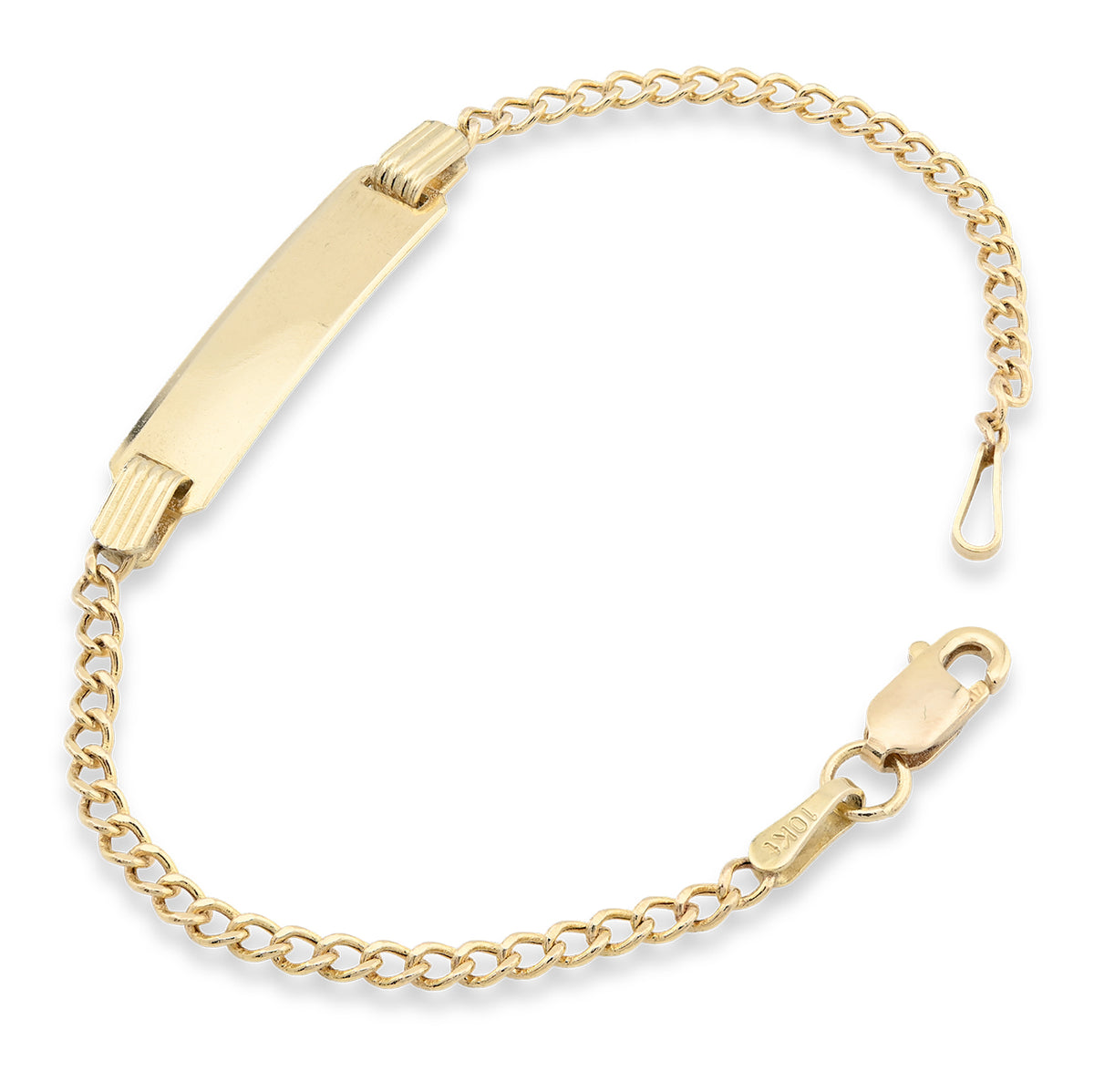 5MM 10k Yellow Gold 1.5gms Cuban Baby Bracelet 5.5 Inches Engravable ID Armlet