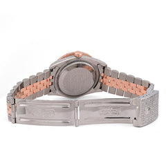Rolex Datejust 36MM 13.5CT Natural Diamond Bussdown 3CT Lab Grown Diamond Bezel 2-Tone Rose Mens Watch