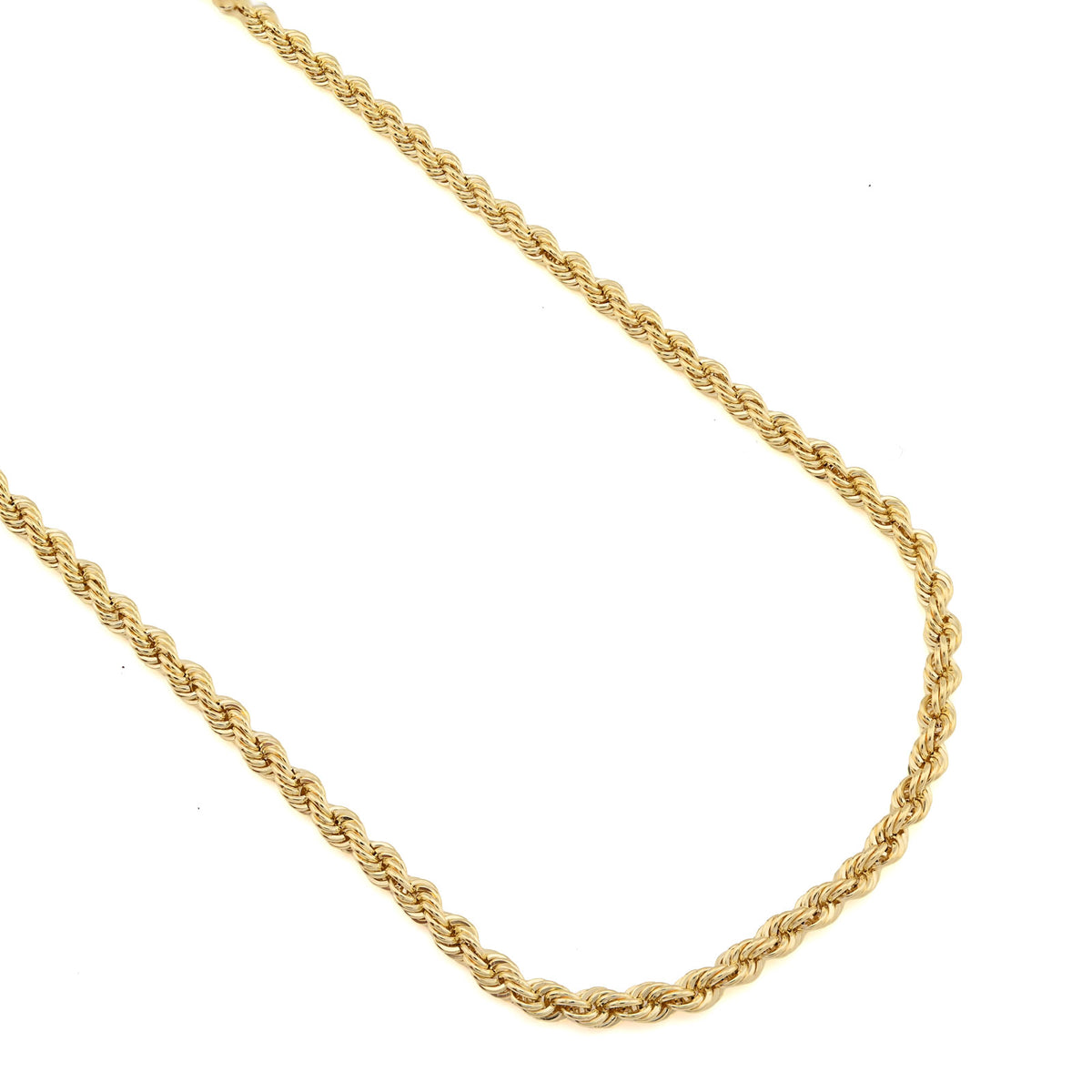 Bonded Rope Chain 4MM Real 1/10th 10k Yellow Gold 925 Silver 22In 4.3gm Necklace