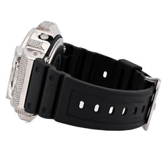 All White 3 CTW Natural Diamonds Digital G-Shock Casio Watch For Mens