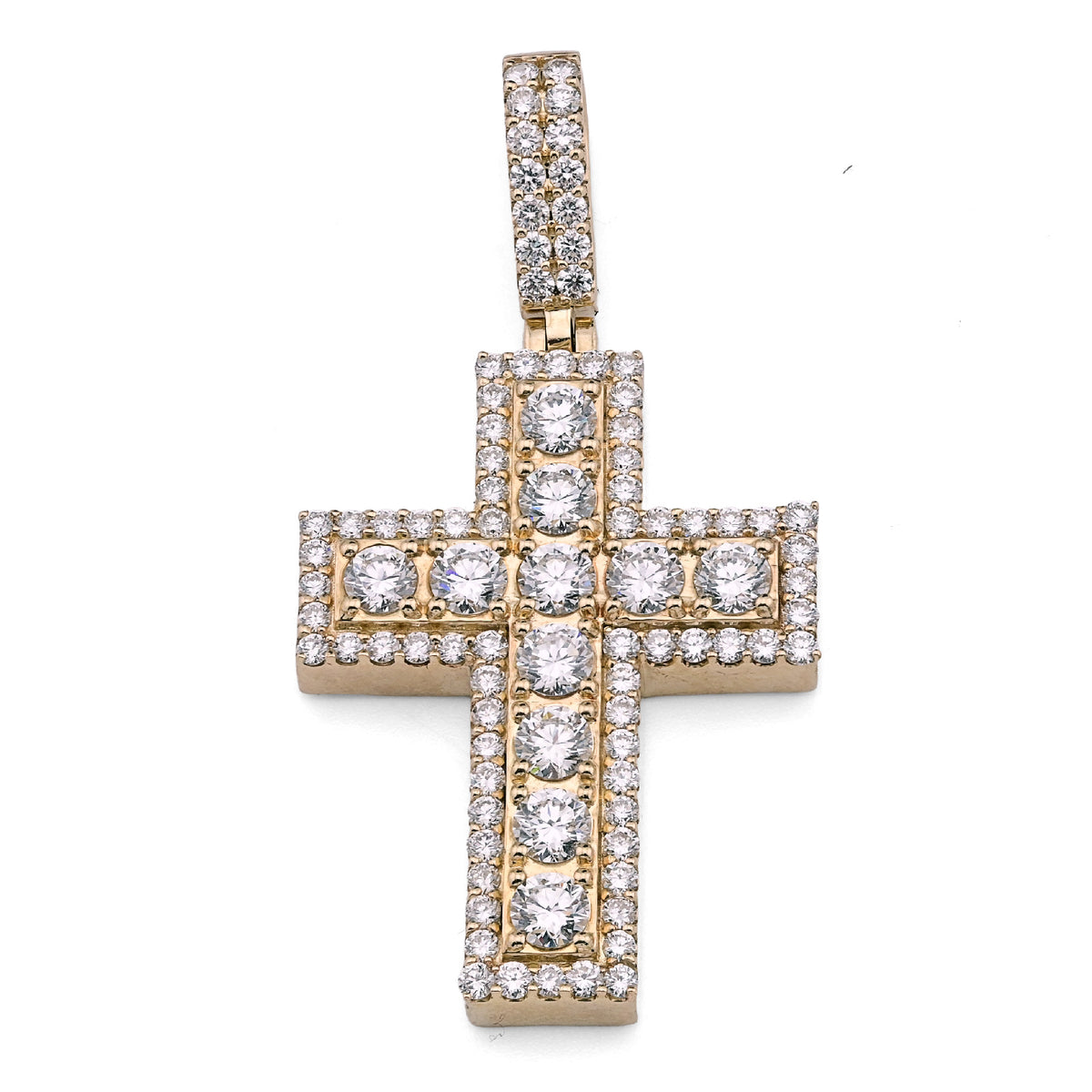 10k Yellow Gold 12.1gm 4.23CTW Lab Grown Diamond Big Pointer Cross Pendant Charm