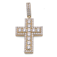 10k Yellow Gold 12.1gm 4.23CTW Lab Grown Diamond Big Pointer Cross Pendant Charm