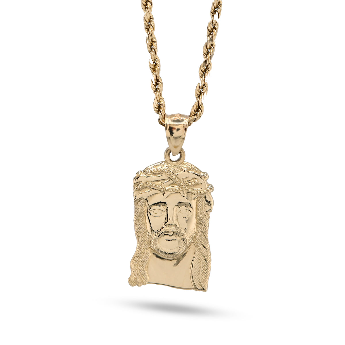 10k Yellow Gold Textured Mens Jesus Pendant Religious 2.1g Charm