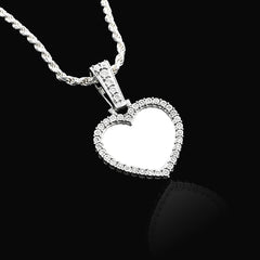 Womens 925 Silver 5.1g 0.3CTW Natural Diamond Heart Shaped Picture Pendant Charm