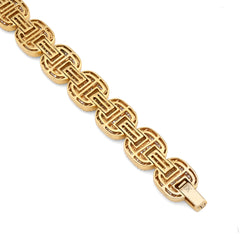 10MM 10k Yellow Gold 24.3gm 4.11CTW Pure Round/Baguette Diamond GG Link Bracelet