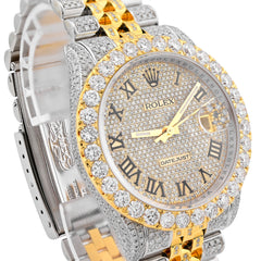 36MM Rolex Datejust 13.5CT Natural Diamond Bussdown 3CT Lab Grown Diamond Bezel 2-Tone Yellow Watch