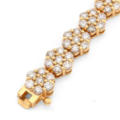 5MM 10k Yellow Gold 16.6g 7.5CTW Natural Diamond Flower Tennis Bracelet 8 Inches