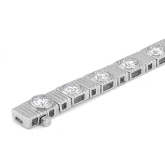 6.5MM 14k White Gold Fluted Gold Solitare Lab Diamond 7CTW Men Women 7" Tennis Bracelet 15.4gm