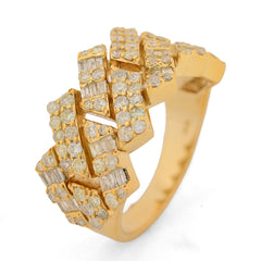 10k Yellow Gold 2.5CTW Natural Baguette & Pointers Diamond 9.5g Mens Cuban Ring