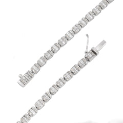 3.5MM 10k White Gold 5.48CTW Round/Baguette Diamond 26.5g Butterfly Tennis Chain