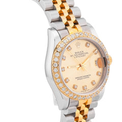 31MM Rolex Datejust 2-Tone Champagne Dial Diamond Bezel Jubilee band Watch