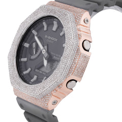Mens Casio G-Shock GA2100 5CTW Natural Diamond Grey Strap Rose Bezel Watch