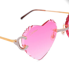 Cartier Glasses 2.5CTW Natural Diamond Pink Heart Yellow Gold Wires C-Decor Glasses 29.7g