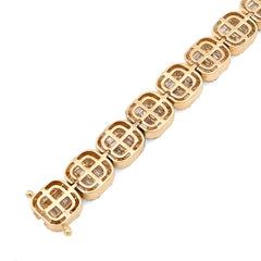 8.25MM 10k Gold 19.9gms 7.82CTW Round/Baguette Diamond Square Tennis Bracelet