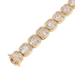 8.25MM 10k Gold 19.9gms 7.82CTW Round/Baguette Diamond Square Tennis Bracelet