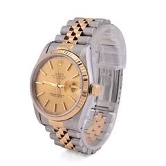 Rolex 36MM Dateiust Champagne Face Fluted Bezel 2-Tone Jubilee Band Watch