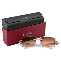 Mens Cartier Pearl Stick with Diamond Cut Orange Lens Glasses 31.9g Eyewear