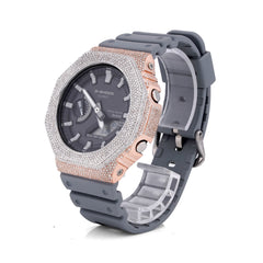 Mens Casio G-Shock GA2100 5CTW Natural Diamond Grey Strap Rose Bezel Watch
