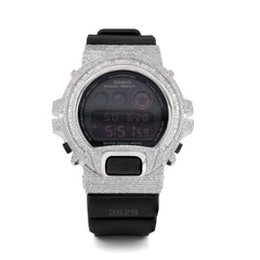 Mens Casio G-Shock DW6900 4.55CTW Natural Diamond Baguette ICED Bezel All Black Watch