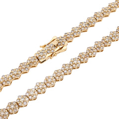 6MM 10k Yellow Gold 16.89CTW Diamond 41.6g Flower Setting Tennis Chain 22 Inches