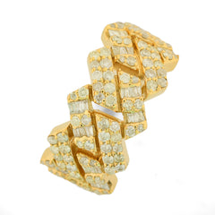 10k Yellow Gold 2.5CTW Natural Baguette & Pointers Diamond 9.5g Mens Cuban Ring