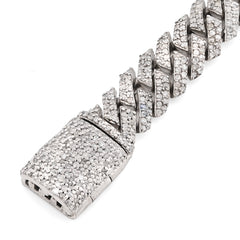 8MM 925 Sterling Silver 23.8g 3.9CTW Natural Diamond Snake Cuban Bracelet 8 Inch