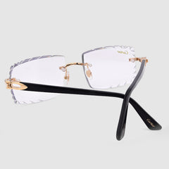 Mens Cartier Rectangle Rimless Glasses Black Sticks 32.6gms Eyewear
