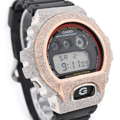 Rose and White 3 CTW Natural Diamonds Digital G-Shock Casio Watch For Mens