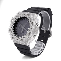 Mens Casio G-Shock GA2100 5.4CTW Natural Diamond Thorns Pattern ICED Bezel All Black Watch