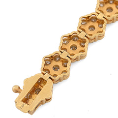 5MM 10k Yellow Gold 16.6g 7.5CTW Natural Diamond Flower Tennis Bracelet 8 Inches