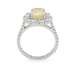 14k White Gold 3.15CT Lab Diamond Yellow Oval Solitaire w/ Pear Stone 3.9g Ring