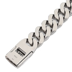 8.5MM 10k White Gold 27.5gm 3.9CTW Natural Round/Baguette Diamond Cuban Bracelet