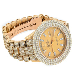 Rolex 36MM Presidential Day-Date Presidential 15CT Natural Diamond 18K Gold Bussdown Watch
