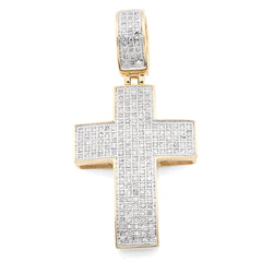 10k Yellow Gold 0.53CTW Natural Diamond ICED OUT Cross Pendant 3.7gms Mens Charm